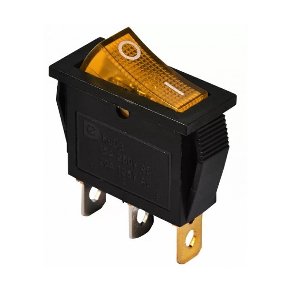 KCD3-101N 220V YL/B Перемикач 1 кл. жовтий з підсвічуванням