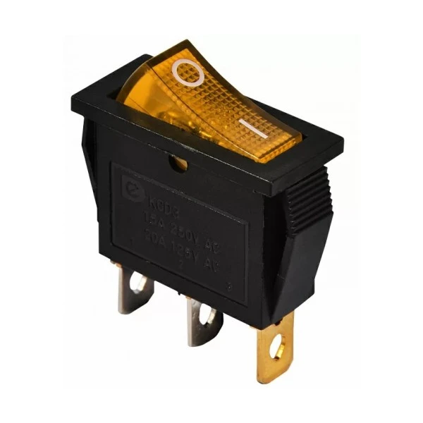 KCD3-101N 220V YL/B Перемикач 1 кл. жовтий з підсвічуванням