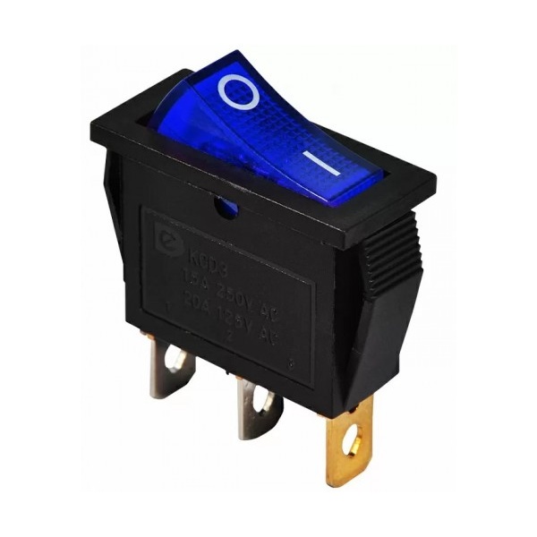 KCD3-101N BL/B 220V Перемикач 1 кл. синій з підсвічуванням