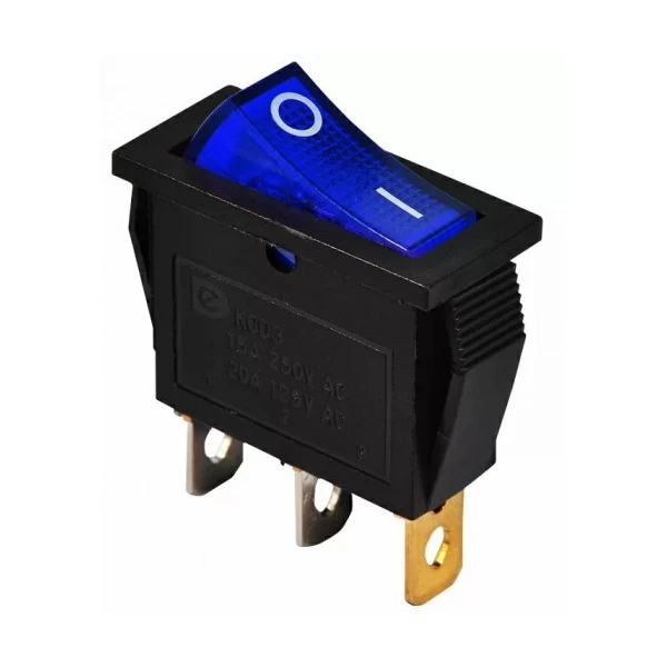 KCD3-101N BL/B 220V Перемикач 1 кл. синій з підсвічуванням