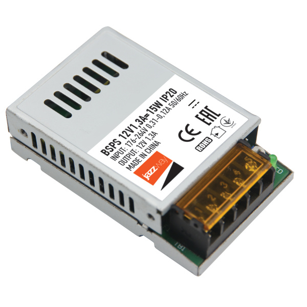 Блок живлення для світлодіодної стрічки 12V JAZZWAY BSPS 12V1,3A=15w IP20