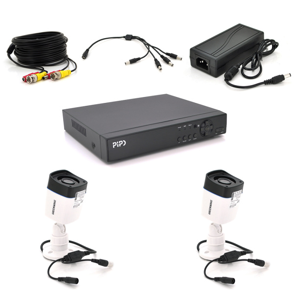 Комплект відеоспостереження Outdoor AHD 012-2-5MP PiPo+ GreenWave (Xmeye)
