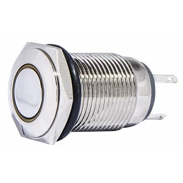 TYJ 16-261 Кнопка металева плоска з підсвічуванням, 1NO+1NC, жовта 220V.