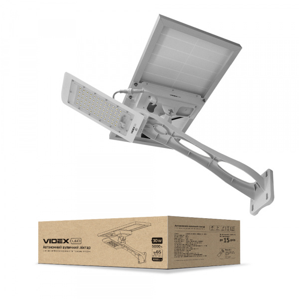 LED ліхтар вуличний автономний VIDEX 30W 5000K (VL-SL206-305-SO)