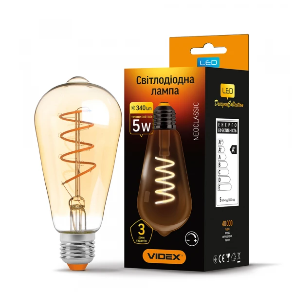 LED лампа VIDEX Filament ST64FASD 5W E27 2200K 220V диммерна (VL-ST64FASD-05272)