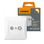 VIDEX BINERA Розетка TV+SAT кінцева біла (VF-BNSK2TVSATE-W) (20/120)