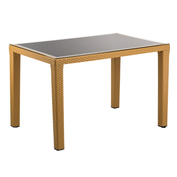 Стіл Tilia Antares 80x120 см верх стільниці зі скла, ніжки пластикові кавовий