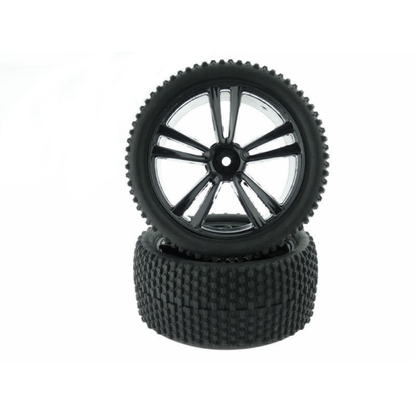 1:10 Black Buggy Rear Tires and Rims(31212B+31308) 2P