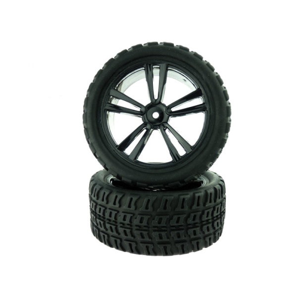 1:10 Black Short Course Rear Tires and Rims (31212B+31405) 2P