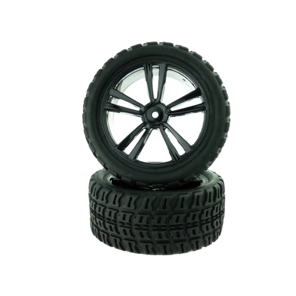 1:10 Black Short Course Rear Tires and Rims (31212B+31405) 2P