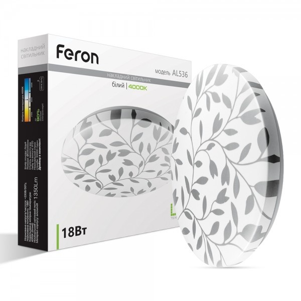Світлодіодна панель Feron AL536 18W круг накладний 1350Lm 4000K 330*65mm (6421)