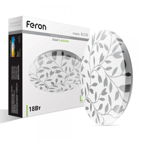 Світлодіодна панель Feron AL536 18W круг накладний 1350Lm 4000K 330*65mm (6421)