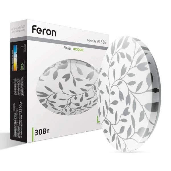Світлодіодна панель Feron AL536 30W круг накладний 2250Lm 4000K 380*65mm (6422)