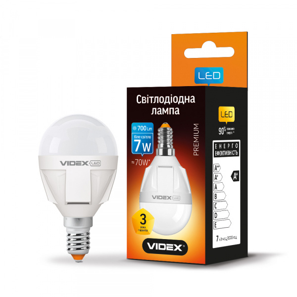 LED лампа VIDEX G45 7W E14 4100K 220V (VL-G45-07144)