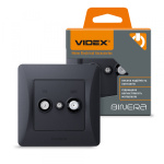 VIDEX BINERA Розетка TV+SAT кінцева чорний графіт (VF-BNSK2TVSATE-BG) (20/120)