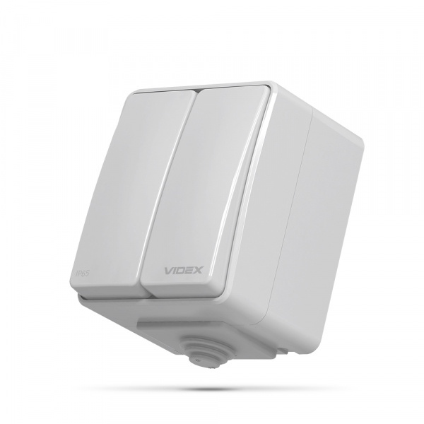 VIDEX BINERA IP65 Вимикач зовнішній 2кл сірий (VF-BNW12-G) (10/100)