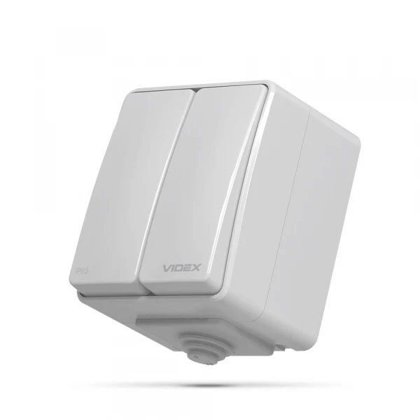 VIDEX BINERA IP65 Вимикач зовнішній 2кл сірий (VF-BNW12-G) (10/100)