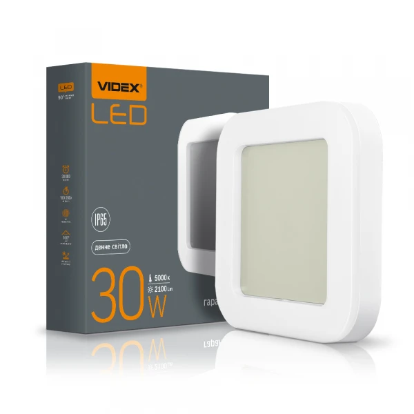 LED світильник ART IP65 квадратний VIDEX 30W 5000K