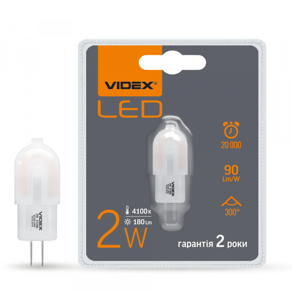 LED лампа VIDEX G4e 2W G4 4100K 220V 20шт/ящ (VL-G4e-02224)
