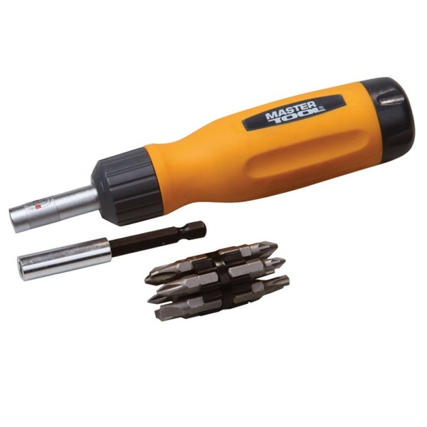 Викрутка MASTERTOOL з тріскачкою + 12 насадок 40-0518