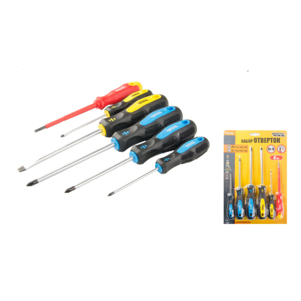 Набір викруток MASTERTOOL 6 шт (PH0х75/1х100/2х125/SL3х75/6х125/4х100 мм діелектричні) 40-1146