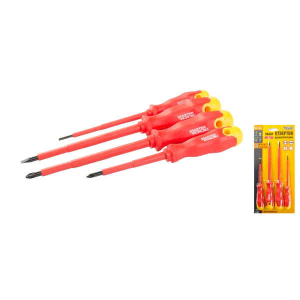 Набір викруток діелектричних MASTERTOOL 4 шт (PH1х80/2х125/SL3х100/5.5х125 мм) 40-1500