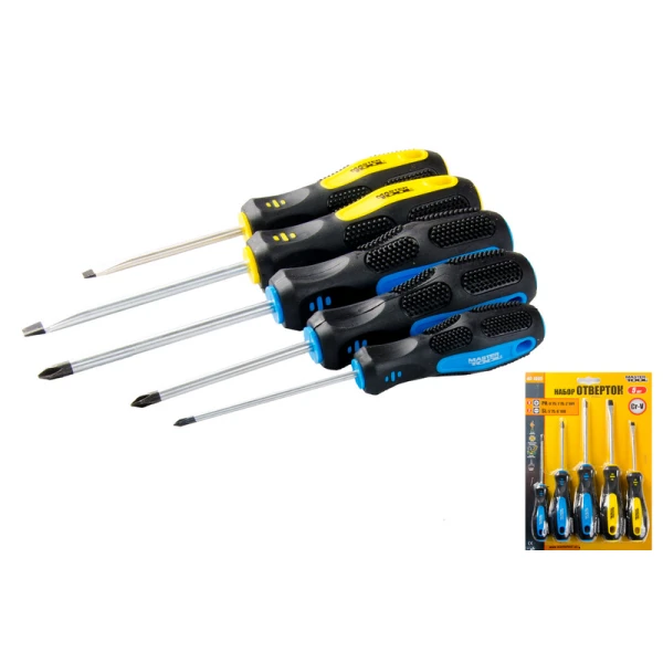 Набір відверток MASTERTOOL 5 шт (PH0х75/1х75/2х100/SL5х75/6х100 мм) 40-1505