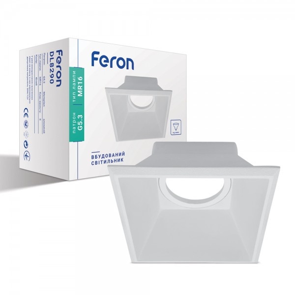 Світильник точковий Feron DL8290 MR16/G5.3/білий, квадрат (6761)