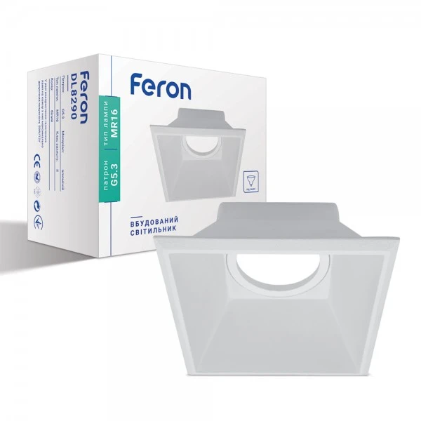 Світильник точковий Feron DL8290 MR16/G5.3/білий, квадрат (6761)