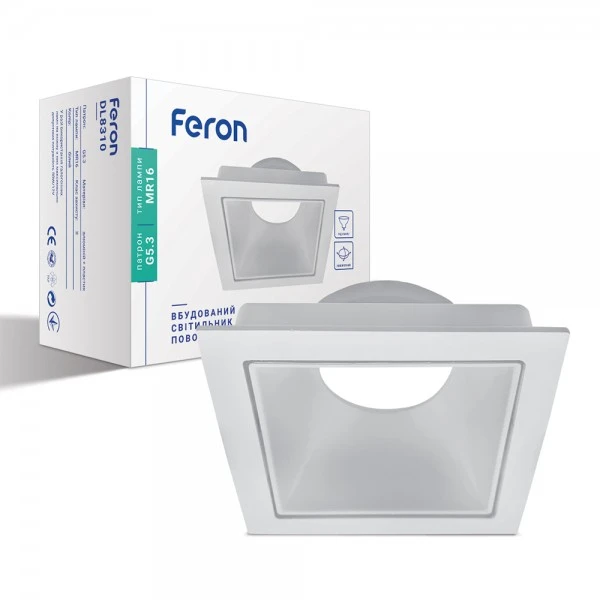 Світильник точковий Feron DL8310 MR16/G5.3/білий, квадрат поворотний (6764)