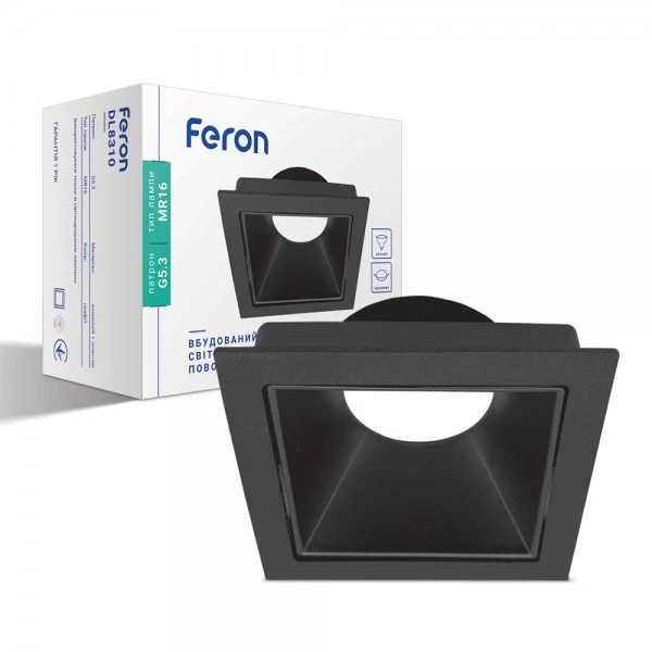 Світильник точковий Feron DL8310 MR16/G5.3/графіт, квадрат поворотний (6765)