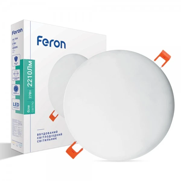 Світильник світлодіодний Feron AL704 27W 2210Lm 4000K круглий вбудований 225*20mm (6883)