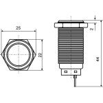 TYJ 19-271 Кнопка металева плоска з підсвічуванням, 1NO+1NC, червона 24V. - Зображення 6