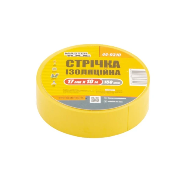 Стрічка ізоляційна MASTERTOOL 0.15 мм 17 мм 10 м 10 шт жовта 44-9310