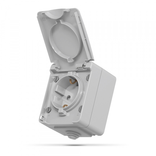 VIDEX BINERA IP65 Розетка зовнішня 1а із заземленням сіра (VF-BNW21G-G) (10/100)