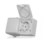 VIDEX BINERA IP65 Розетка зовнішня 1а із заземленням та вимикач 1кл сірий (VF-BNW3-G) (5/50)
