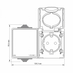 VIDEX BINERA IP65 Розетка зовнішня 1а із заземленням та вимикач 1кл сірий (VF-BNW3-G) (5/50) - Зображення 4