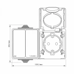 VIDEX BINERA IP65 Розетка зовнішня 1а із заземленням та вимикач 2кл сірий (VF-BNW32-G) (5/50) - Зображення 3