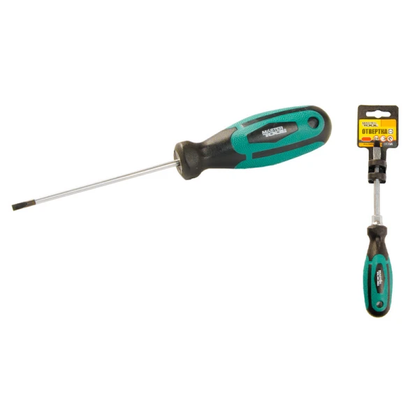 Викрутка плоска MASTERTOOL SL3х75 мм посилена 45-8375
