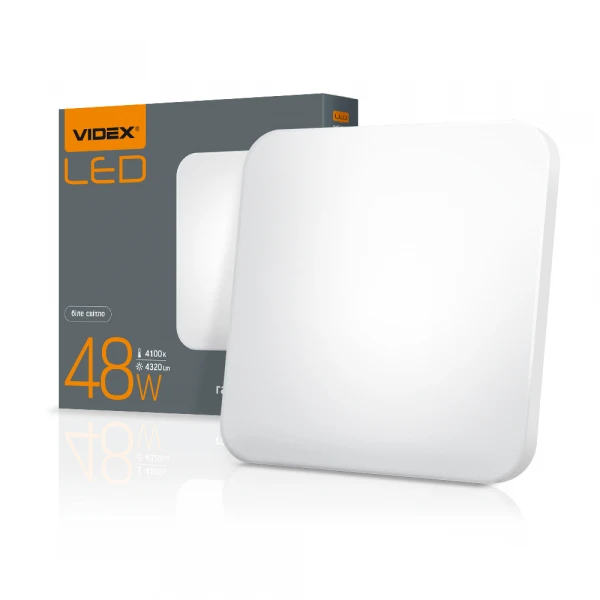 LED світильник настінно-потоловий Квадрат VIDEX 48W 4100K Матовий