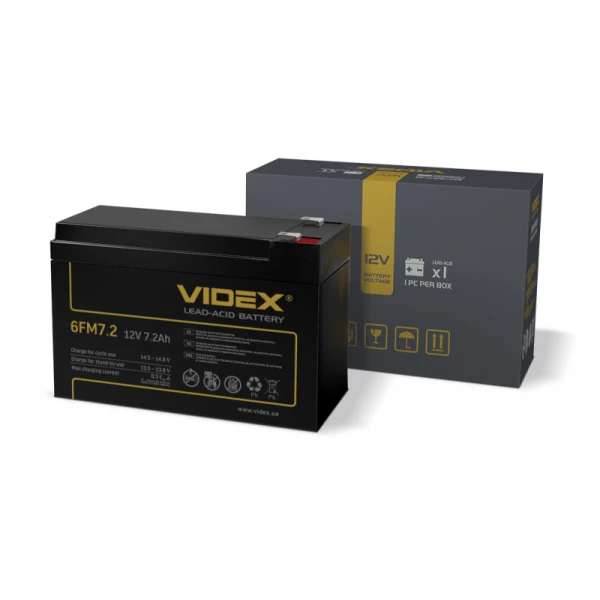 Акумулятор свинцево-кислотний Videx 6FM7.2 12V/7.2Ah color box 1