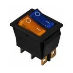 KCD2-2101N BL + YL/B 220V Перемикач 2 кл. жовтий+синій з підсвічуванням