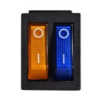 KCD2-2101N BL + YL/B 220V Перемикач 2 кл. жовтий+синій з підсвічуванням - Зображення 2