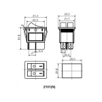 KCD2-2101N R/B 220V Перемикач 2 кл. червоний з підсвічуванням - Зображення 4