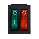 KCD2-2101N GR+R/B 220V Перемикач 2 кл. зелений+червоний з підсвічуванням - Зображення 2