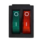 KCD2-2101N GR+R/B 220V Перемикач 2 кл. зелений+червоний з підсвічуванням - Зображення 2