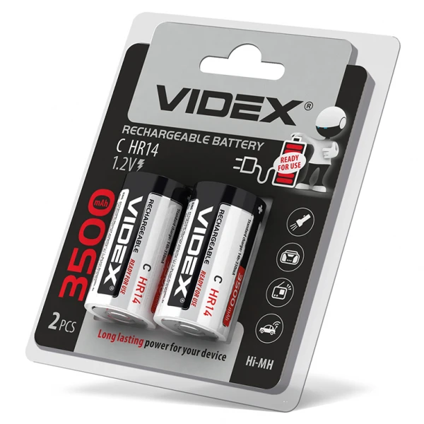 Акумулятори Videx HR14/C 3500mAh double blister/2pcs 12/96 (HR14/3500/2DB)