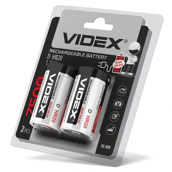 Акумулятори Videx HR20/D 7500mAh double blister/2pcs 12/96 (HR20/7500/2DB)