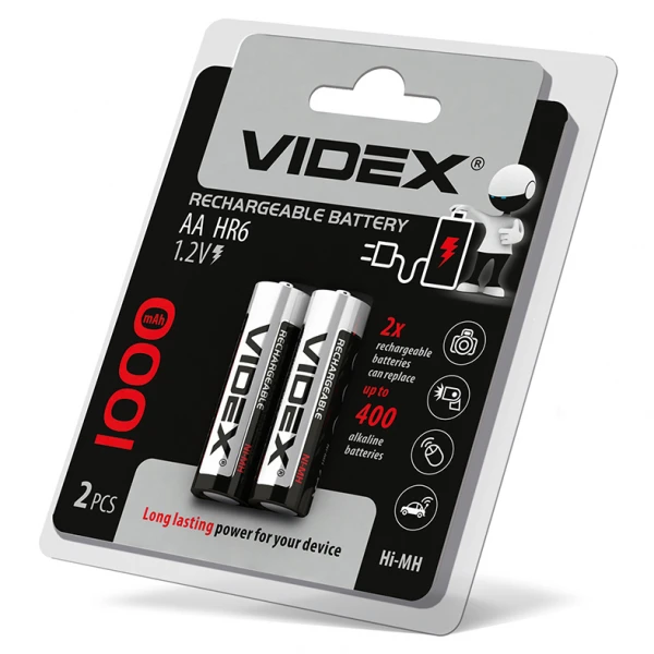 Акумулятори Videx HR6/AA 1000mAh double blister/2pcs 20/200 (HR6/1000/2DB)