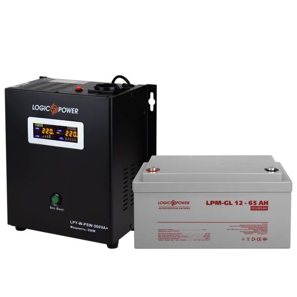 Комплект резервного живлення для котла LP (LogicPower) ДБЖ + гелева батарея (UPS W500VA + АКБ GL 900W)